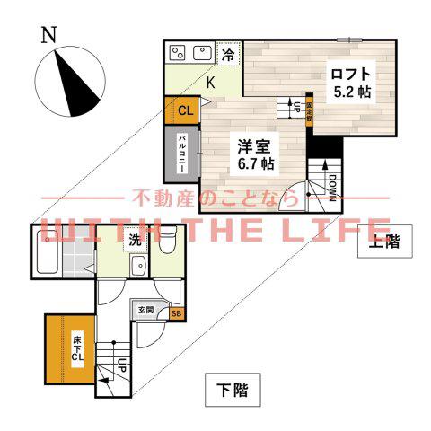 ADC津福セレーノ(1K/2階)の間取り写真