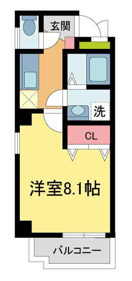 エル西宮(1K/9階)の間取り写真
