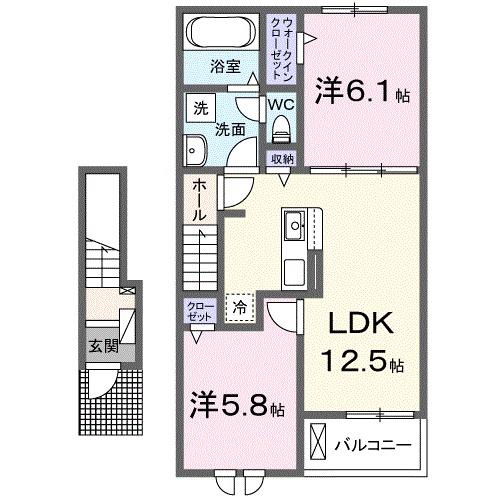 ノアヴェルテ(2LDK/2階)の間取り写真