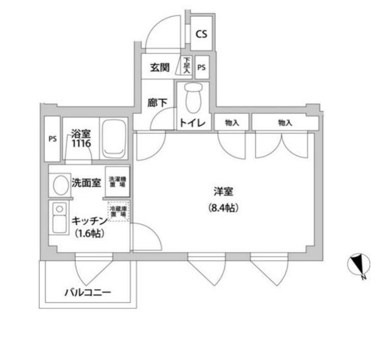 コンフォート東麻布(1K/3階)の間取り写真