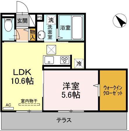 COLINA DO SOL(1LDK/1階)の間取り写真