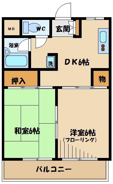プロスパ・クランマンション(2DK/2階)の間取り写真