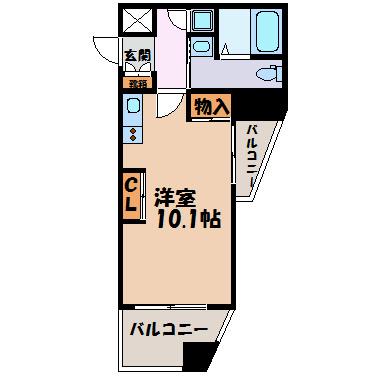 ライブコート千種(ワンルーム/2階)の間取り写真