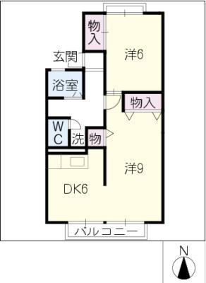 グリーンハイツ相川(2DK/2階)の間取り写真