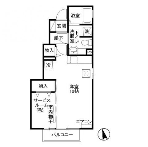 アークヒルズB(1LDK/1階)の間取り写真
