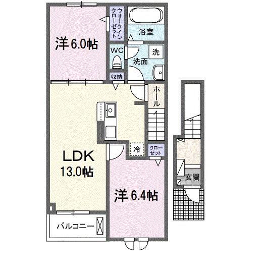 ラヴィベールアイ I(2LDK/2階)の間取り写真