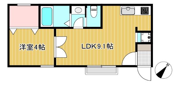 西武新宿線 東伏見駅 徒歩12分 2階建 築5年(1LDK/2階)の間取り写真