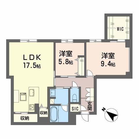 シャーメゾンプレミア鹿児島駅前(2LDK/1階)の間取り写真