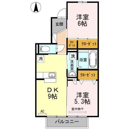 クレール泉(2DK/2階)の間取り写真