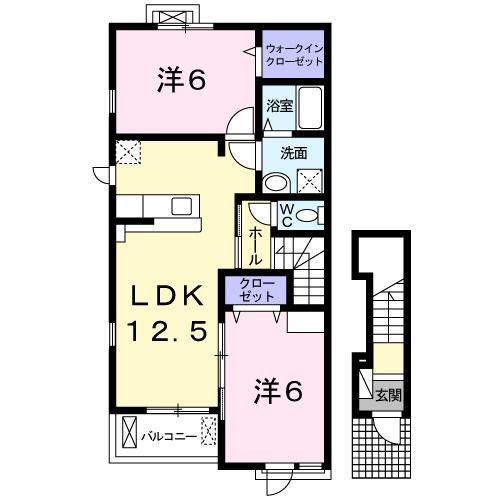 アライブ和泉中央(2LDK/2階)の間取り写真