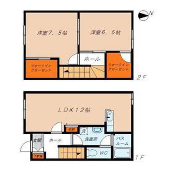 ディアス城山(2LDK/1階)の間取り写真