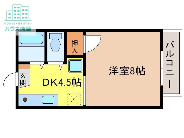 ピュア西新D(1DK/2階)の間取り写真