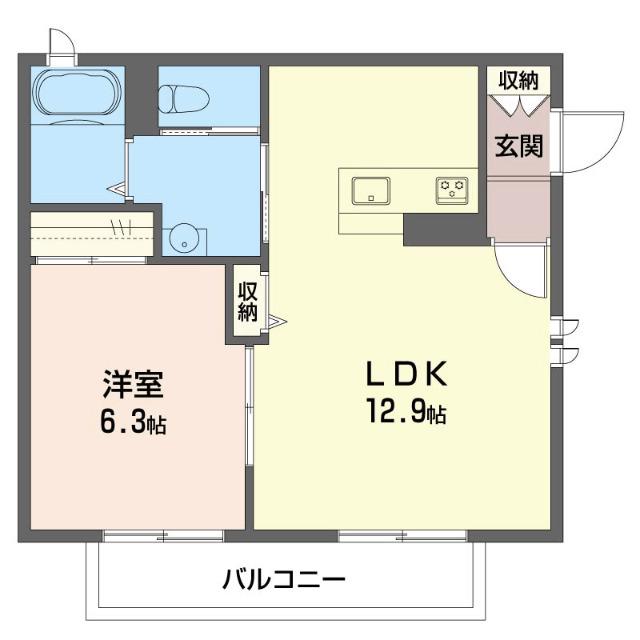 ROCK WELL C(1LDK/2階)の間取り写真