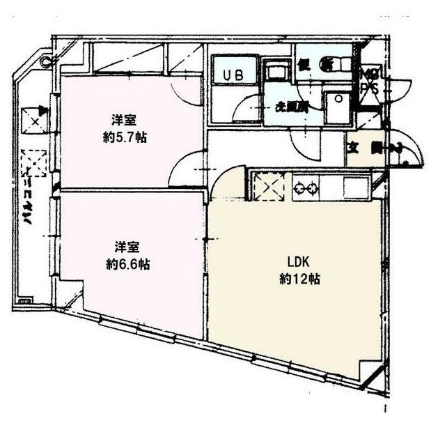 エーシーフィールズ(2LDK/4階)の間取り写真