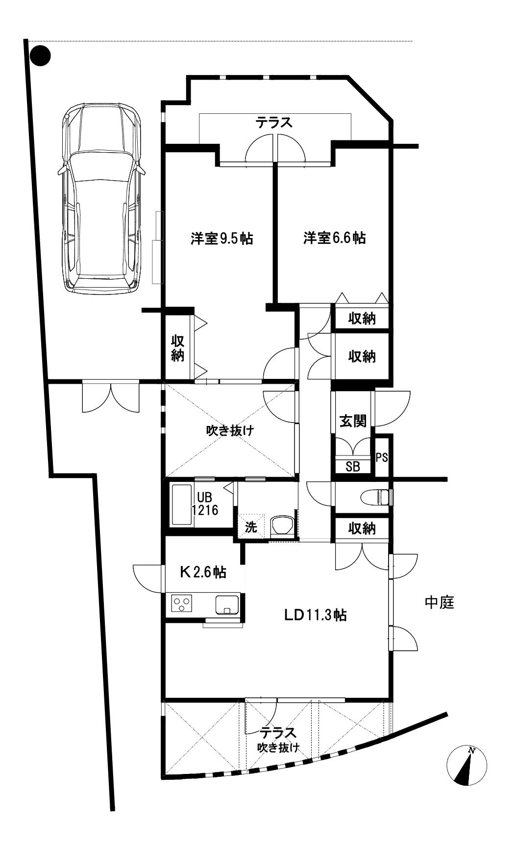 アークパティオ盆栽町(2LDK/1階)の間取り写真