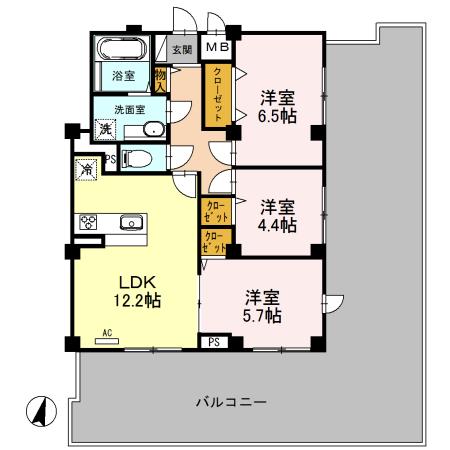 エクセレントヒルズ(3LDK/5階)の間取り写真