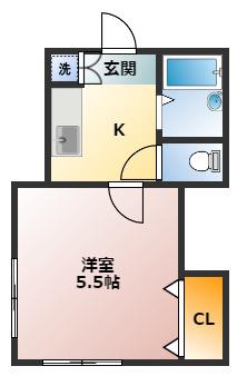 ハイム長谷川(1K/2階)の間取り写真