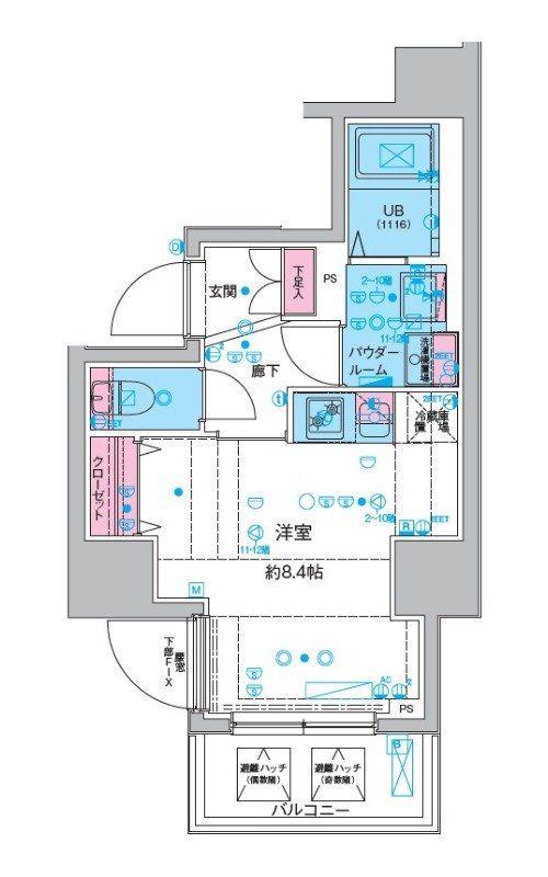 ジェノヴィア本所吾妻橋III(ワンルーム/8階)の間取り写真