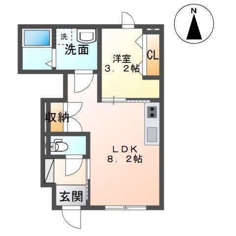 ハニービートル(1LDK/1階)の間取り写真