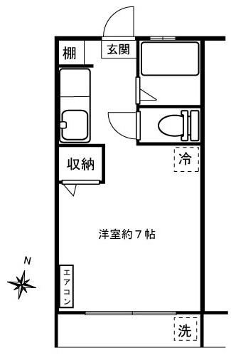 野原ビル(ワンルーム/2階)の間取り写真