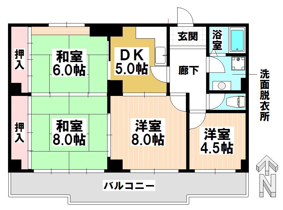 ドミール汐路(3LDK/3階)の間取り写真