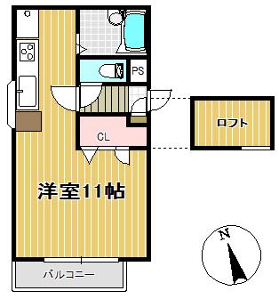カーサグランデヒルズ3(ワンルーム/1階)の間取り写真