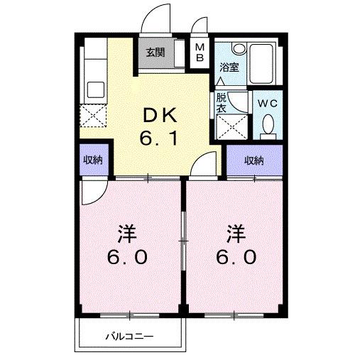 Gクレフ和合A(2DK/1階)の間取り写真