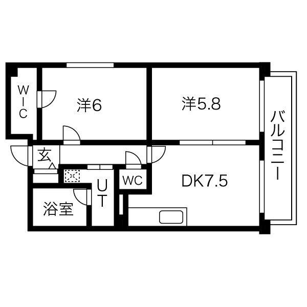 アルグラッド鷺洲公園(2DK/7階)の間取り写真