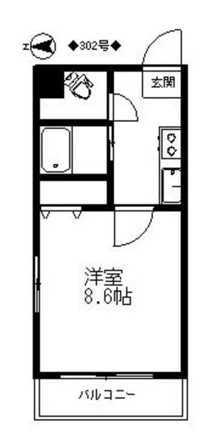 リバティ西新館(1K/4階)の間取り写真