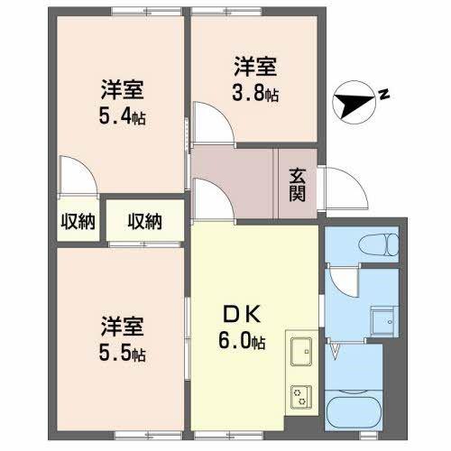 グリーンハイツ菰野(3DK/1階)の間取り写真