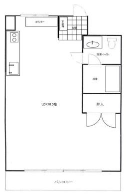 マンション第八松戸(ワンルーム/1階)の間取り写真
