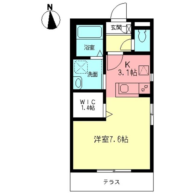 ボナール湘南(1K/2階)の間取り写真