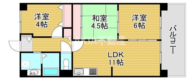 都島グランドヴィラA棟(3LDK/1階)の間取り写真