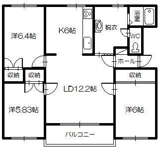 ブルーム・ヴィラ(3LDK/1階)の間取り写真