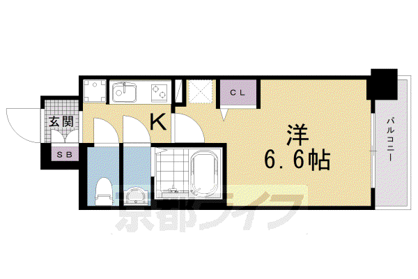 プラシード京都(1K/9階)の間取り写真
