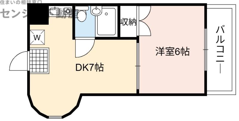 旭ハウス(1DK/4階)の間取り写真
