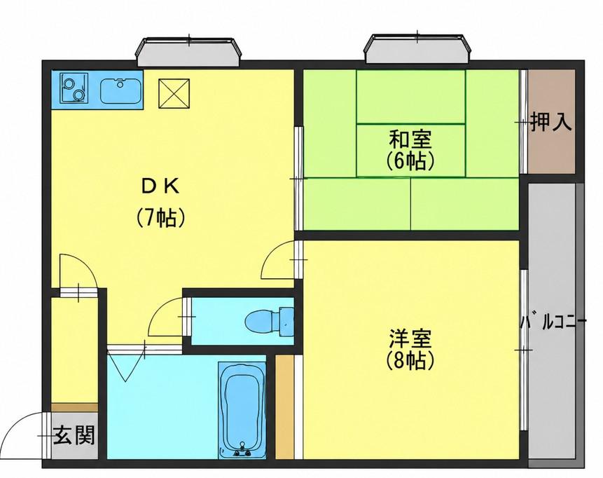 サンハイム林(2DK/5階)の間取り写真