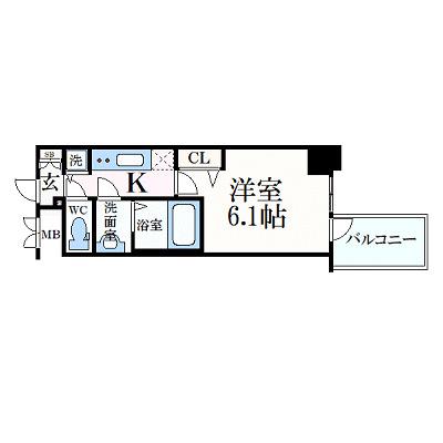 プレサンス心斎橋クオーレ(1K/10階)の間取り写真