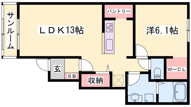 サンリット福崎II(1LDK/1階)の間取り写真