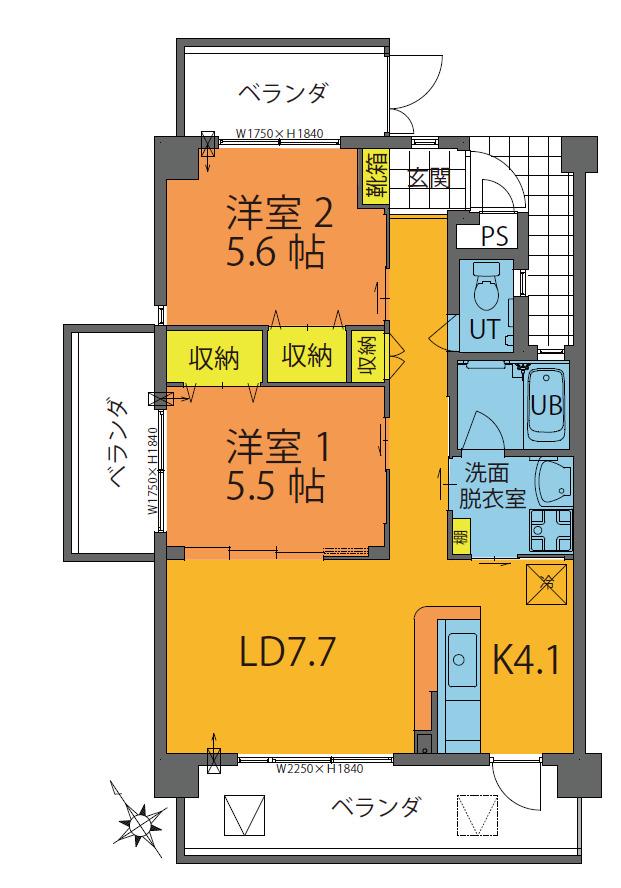 ベストヒル佐真下(2LDK/2階)の間取り写真