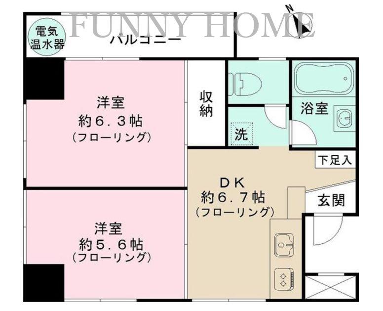 チサンマンション三軒茶屋第2(2DK/10階)の間取り写真