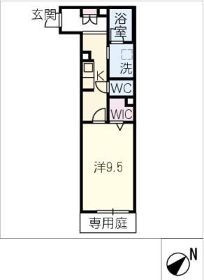 岡崎市上和田町シャーメゾンA棟(1K/1階)の間取り写真