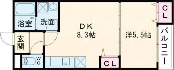 EIKOU菊水通(1LDK/2階)の間取り写真
