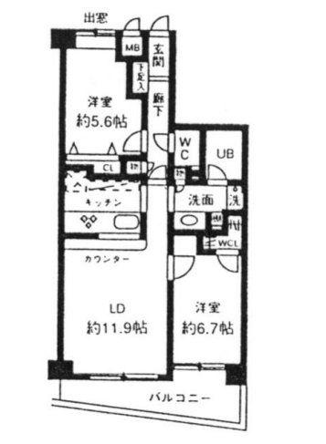 シルフィード南平台(2LDK/2階)の間取り写真