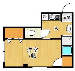 ARK武庫川(1K/2階)の間取り写真