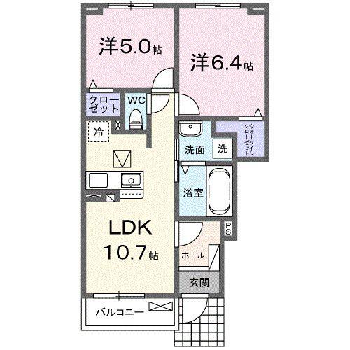ソレイユ スクエア南相馬I(2LDK/1階)の間取り写真