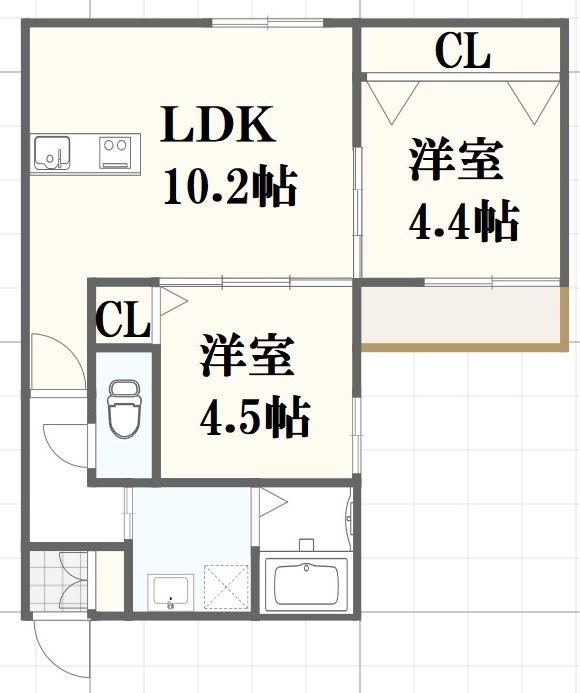 千里山東4丁目PJ(2LDK/1階)の間取り写真