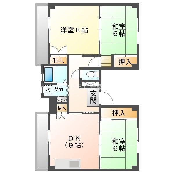 ビレッジハウス石巻 1号棟(3DK/2階)の間取り写真