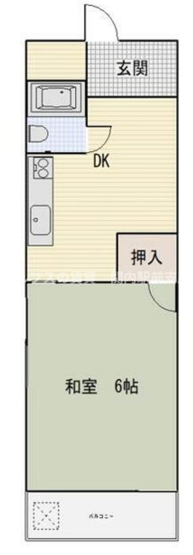 関本ビル(1DK/4階)の間取り写真