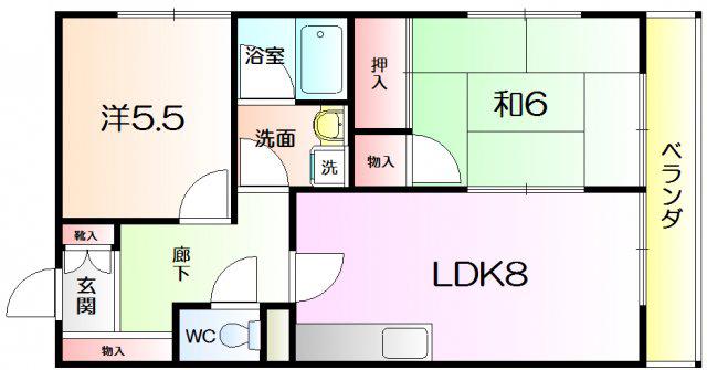 パルハイツA(2LDK/2階)の間取り写真